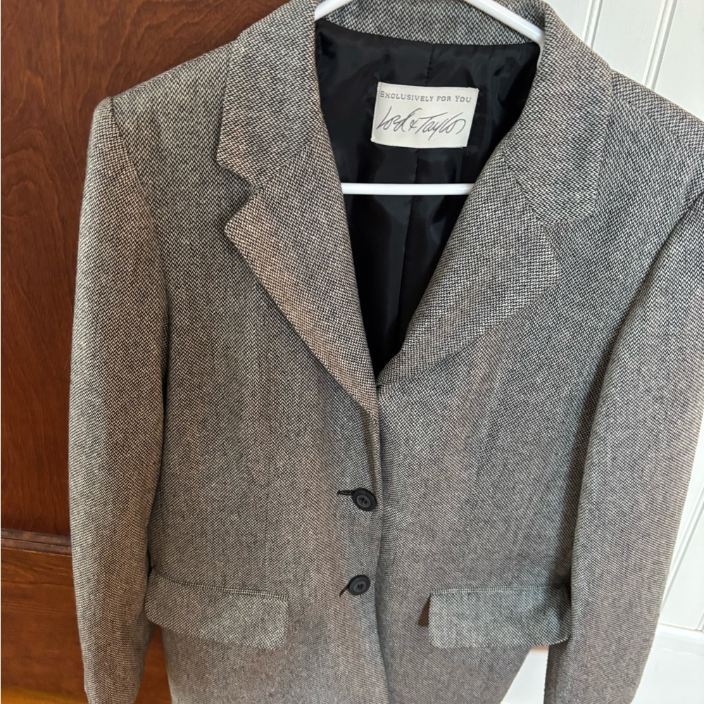 Lord & Taylor Classic Gray and Black Blazer